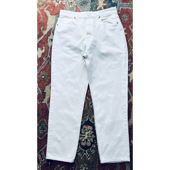 ZARA Mid-Rise Jeans  White SZ 10 Full Length Straight - Picture 1 of 11